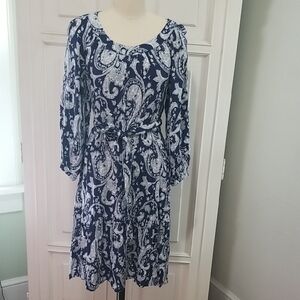 Talbots Blue and White Scoop Neck Sundress